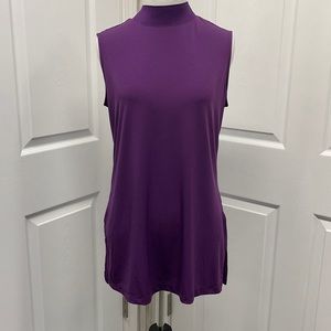 Susan Graver Solid Purple Sleeveless Turtleneck Small
